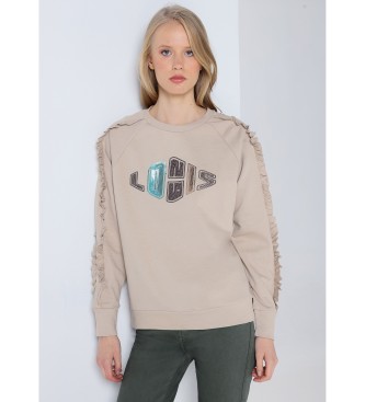 Lois Jeans para mujer. 464422390 Sudadera con volantes marrón (L), Casual, Algodón, Manga larga, Lois Jeans outlet 2024.