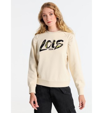 Lois Jeans para mujer. 464602588 Sudadera sin capucha con mangas raglan beige (M), Casual, Algodón, Manga larga