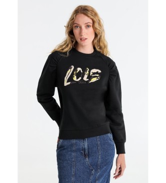 Lois Jeans para mujer. 464602588 Sudadera sin capucha con mangas raglan negro (M), Casual, Algodón, Manga larga