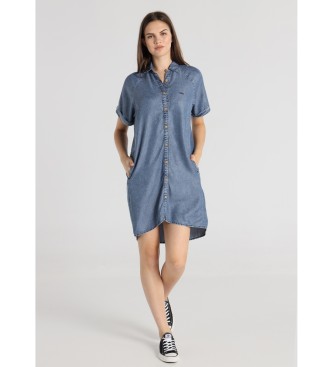 Lois Jeans para mujer. 448512735 Vestido corto Camisero manga corta con pliegues azul (M), Casual, Sintético, Denim