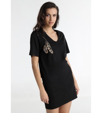 Lois Jeans para mujer. 448322693 Vestido corto negro (M), Casual, Algodón, Manga corta