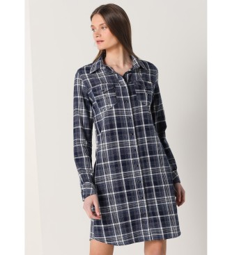 Lois Jeans para mujer. 447752397 Vestido corto de cuadros (XS), Casual, Algodón, Manga larga, Marino