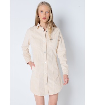 Lois Jeans para mujer. 447762384 Vestido corto de pana gruesa blanco roto (S), Casual, Algodón, Manga larga