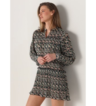 Lois Jeans para mujer. 447692363 Vestido corto Tejido plisado Estampado camouflage multicolor (M), Casual, Poliéster, Manga larga