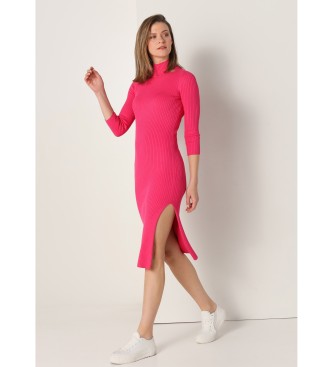 Lois Jeans para mujer. 447702367 Vestido de punto midi rosa (L), Casual, Fiesta, Viscosa, Manga larga