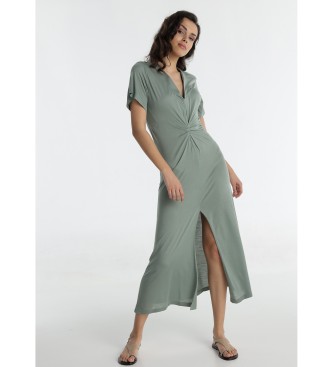Lois Jeans para mujer. 448362711 Vestido midi verde (S), Casual, Sintético, Manga corta