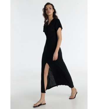 Lois Jeans para mujer. 448362711 Vestido midi negro (L), Casual, Sintético, Manga corta