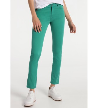 Lois para mujer. Pantalones Twill Color High Waist Skinny Fit verde
