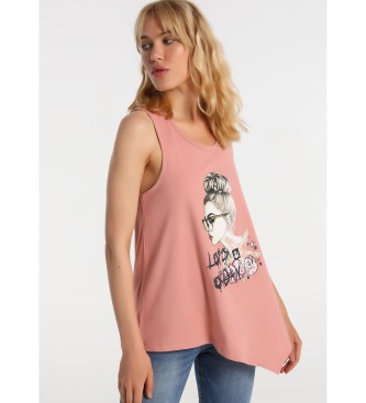 Lois para mujer. Camiseta AsimÃ©trica Grafica rosa Lois