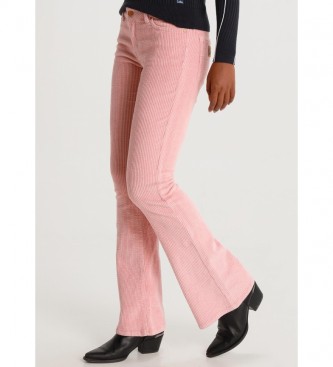 Lois para mujer. Pantalones Coty Flare-Barbol Color Pana Gruesa rosa