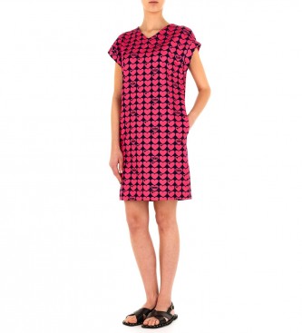 D14 00 E 2409 Vestido estampado corazones rojo (40), Azul, Casual, Rosa, Algodón, Manga corta, Love Moschino o