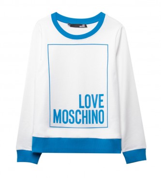 Love Moschino para mujer. Sudadera Stampa Logo Box blanco, azul