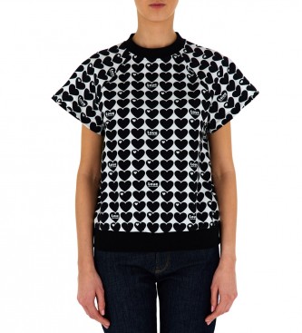 Love Moschino para mujer. W 6 494 00 E 2409 Camiseta estampado negro (38), Blanco, Casual, Algodón, Manga corta