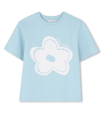 Marc Jacobs para niña. W60735 Camiseta flor azul (5años= 108cm), Casual, Algodón, Manga corta, moda infantil