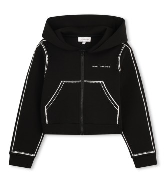 Marc Jacobs para niña. W60747 Cardigan Con Capucha jersey negro (4años= 102cm), Casual, Algodón, moda infantil