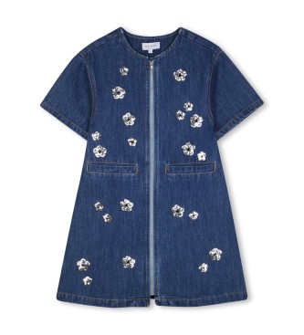Marc Jacobs para niña. W60720 Vestido con Cremallera azul (12años= 150cm), Casual, Algodón, Denim, Manga corta, moda infantil