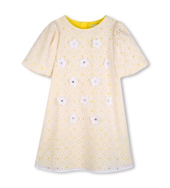 Marc Jacobs para niña. W60725 Vestido Bordado amarillo (10años= 138cm), Casual, Algodón, Manga corta, moda infantil