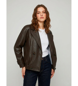 Marella para mulher. 2523446014200 Casaco de Matras castanho (44), Marrom, Casual, Pele