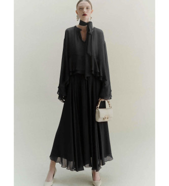 Marella para mujer. 2523116041200 Blusa de georgette Prisca negro (44), Granate, Viscosa, Manga larga