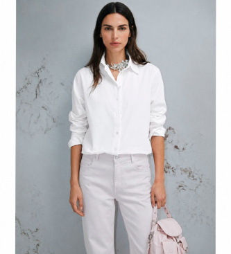 Marella för kvinnor. 2613191015200 Skjorta i lätt poplin vit (38), Casual, Bomull, Lång ärm