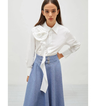 Marella para mujer. 2513111101200 Camisa Ketch blanco (42), Casual, Algodón, Manga larga