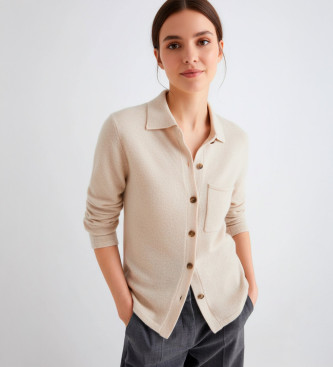 Marella para mujer. 2523346014200 Cárdigan de mezcla de cachemira Quero beige (XL), Casual, Lana