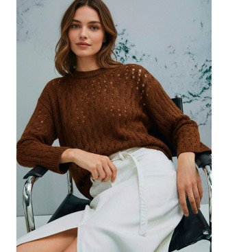 Marella para mujer. 2613361155200 Jersey Mlmfiorire marrón (S), Casual, Algodón Orgánico, Sostenible