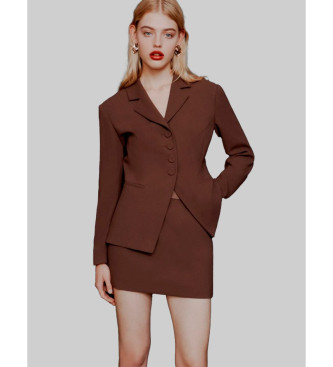 Marella para mujer. 2613101023200 Minifalda de envers satén Mltpepe marrón (44), Casual, Poliéster