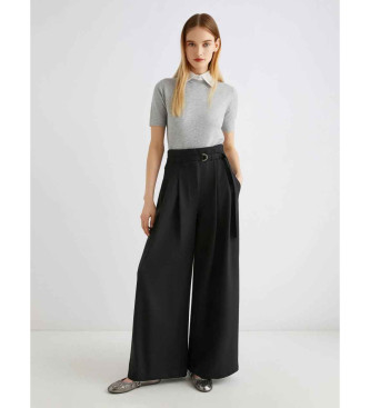 Marella para mujer. 2523136011200 Pantalón de talle alto Bondeno negro (38), Casual, Poliéster