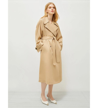 Marellavoor vrouwen. 2513021051200 Grolla zandkleurige lange trenchcoat (44), Beige, Casual, Katoen
