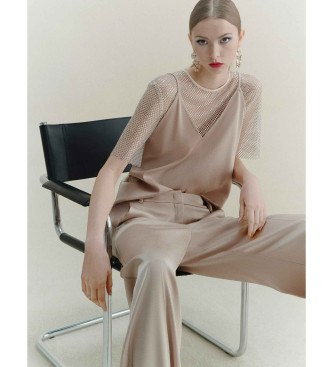 Marella para mujer. 2523166111200 Top lencero de saté Carso beige (38), Poliéster, Sin mangas / Tirantes