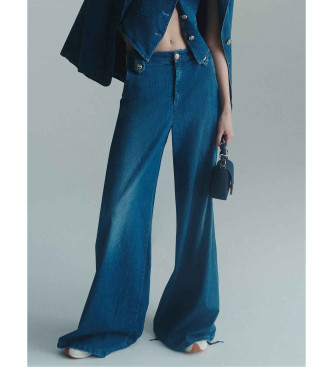 Marella para mujer. 2523186154200 Vaquero palazzo WLEG4 azul (46), Casual, Algodón, Denim