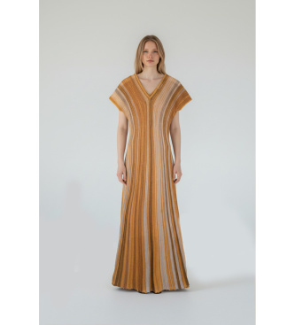 Marella para mujer. 2613321062200 Vestido Mllacceso amarillo (L), Fiesta, Viscosa, Sin mangas / Tirantes