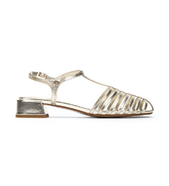 Martinelli para mujer. 1759-B400LY Sandalias planas de piel Panaro dorado (37), 3 a 5cm, Hebilla, Casual