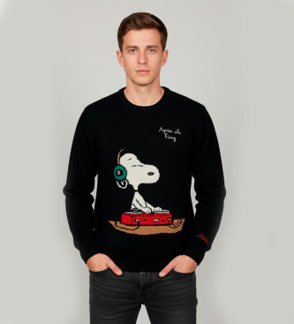 MC2 Saint Barth para hombre. HER0001 Jersey Snoopy Dj negro (M), Casual, Lana