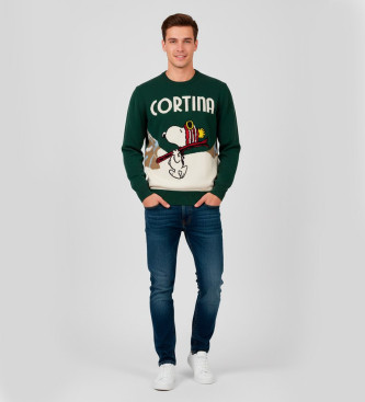 MC2 Saint Barth para hombre. HER0011 Jersey Snoopy verde (L), Casual, Lana