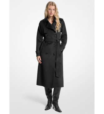 Michael Kors para mujer. 77A7150M21 Abrigo de mezcla de lana con cinturón negro (S), Casual