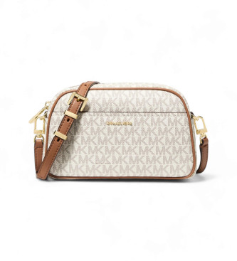 Michael Kors para mujer. 32F5GJ6C5B Bandolera para cámara Jet Set pequeña con logotipo beige (OSFA), Casual, Piel