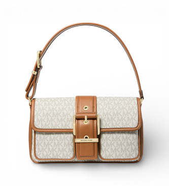 Michael Kors para mujer. 30S5GBAL2V Bolso de hombro Colby mediano con logotipo beige (OSFA), Casual, PVC
