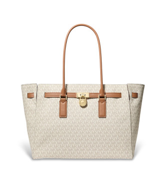 Michael Kors para mujer. 30F5GNXT3B Bolso tote Hamilton Moderne grande con logotipo beige (OSFA), Casual, Piel