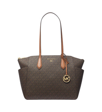Michael Kors para mujer. 30S2G6AT2B Bolso tote Marilyn mediano con logotipo marrón (OSFA), Casual, Poliéster
