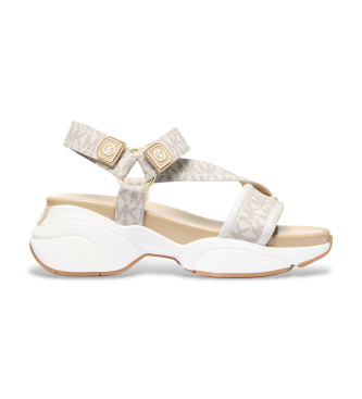 Michael Kors Per Donna. 43S6BWFA1B Sandali Alti In Pelle Beige (40), 3 A 5Cm, Velcro, Casual-image
