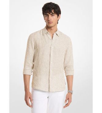Michael Kors para hombre. CS64005GXE Camisa de lino beige (S), Casual, Manga larga