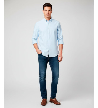 Michael Kors para hombre. CF5400HK08 Camisa Ls Strtch Dby Slm Fit azul (S), Casual, Algodón, Manga larga