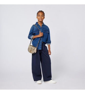 Michael Kors para niña. R30438 Camisa Tejana azul (12Años= 150cm), Casual, Algodón, Manga larga, moda infantil