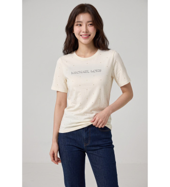 Michael Kors Camiseta Classic MK Stud blanco roto