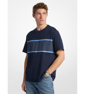 Michael Kors Para Hombre. CF552Q11V2 Camiseta De AlgodóN Con Rayas Y Logotipo Azul (L), Casual, Manga Corta-image