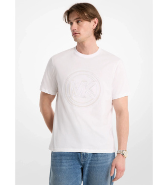 Michael Kors Camiseta de punto liso de algodón con adorno de logotipo blanco