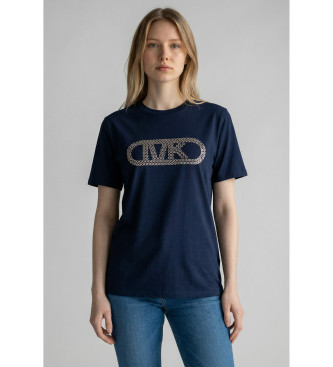 Michael Kors para mujer. MS651SC97J Camiseta logotipo tachuelas azul (L), Casual, Algodón, Manga corta