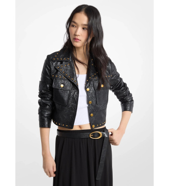 Michael Kors Chaqueta de cuero FX tachonada negro